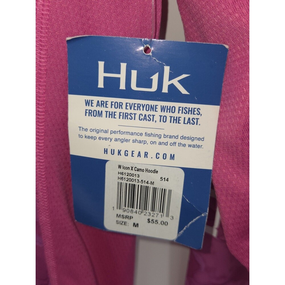 New Huk Women's Icon X Camo Berry Island Long Sleeve Hooded Fishing Shirt Medium - Picture 4 of 4